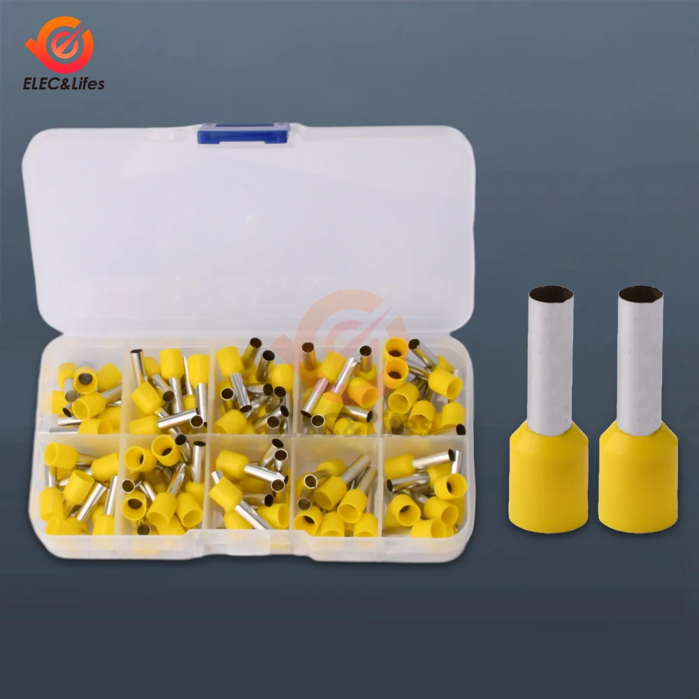 100pcs E6012 E10-12 PVC Insulated Ferrules Terminal Block Cord End Wire Connector Electrical Crimp Terminator Crim AC450V/DC750V