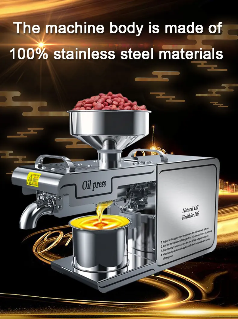 Automatic Oil Press Machine Stainless Steel Cold Hot Expeller Extractor for Canola Peanut Coconut Nut Seeds