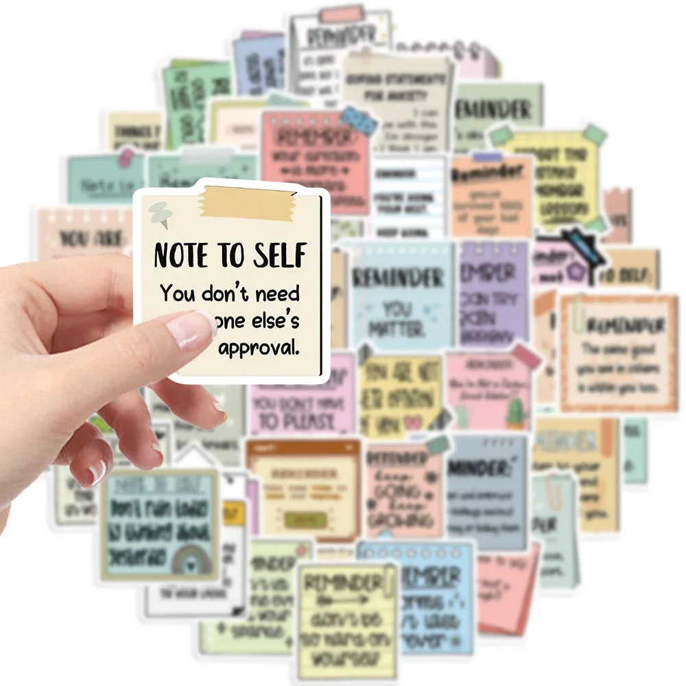 50pcs Reminder Stickers Mental Health Graffiti Stickers DIY Phone Guitar Laptop Suitcase Waterproof Sticker