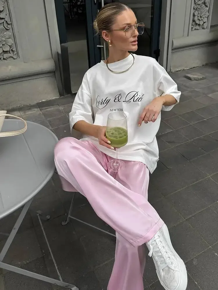 2025 New Autumn Long Straight Pants Women Fashion Solid High Waist Lace-up Trouser Female High Street Long Pants Ladies