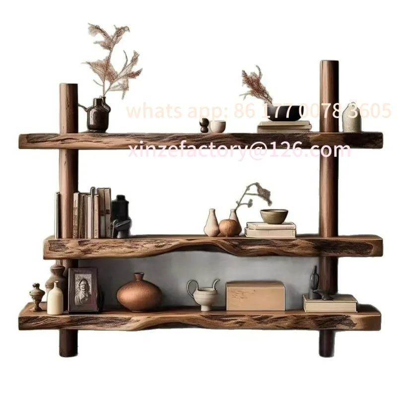 

Customizable New Chinese style old elm bogu frame floor-to-ceiling multi-layer porcelain tea set collection rack