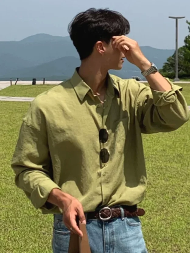 

een Cotton Linen Men's irt Casual Long Sve ket Sle Open Cardigan Linen Leisure Workwear Trendy Busin Casual