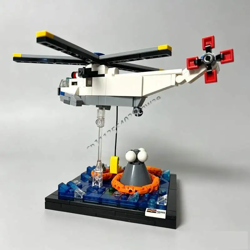 NEW 338Parts Apollo 11 Recovery MOC Space Mission Model Custom Puzzle DIY Creative Assembly Educational Toy Blocks Gift Display