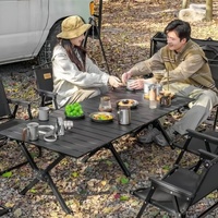 Outdoor Camping Folding Table High-strength Metal Egg Roll Table For 4-6 Person Portable Picnic Table With Storage Bag