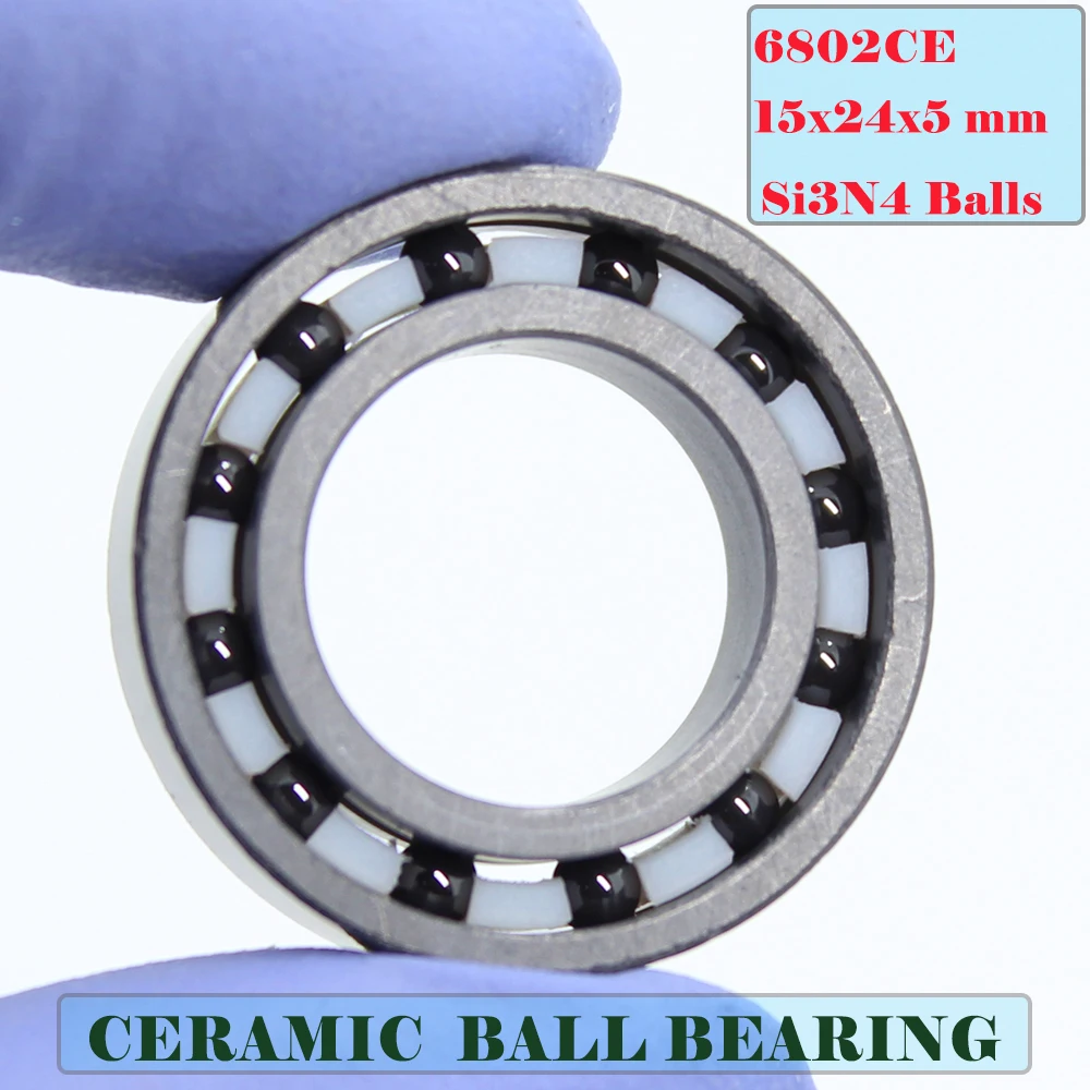 6802 Full Ceramic Bearing ( 1 PC ) 15*24*5 mm Si3N4 Material 6802CE All Silicon Nitride Ceramic 6802 Ball Bearings