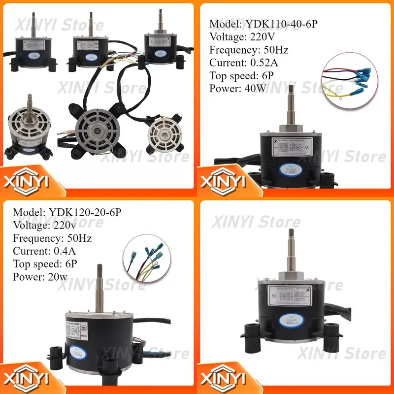 for YDK120-100-6P 220V 50Hz 20W 0.4A High Efficiency AC Induction Motor for HVAC Central AC Fan Coil Ventilation Systems