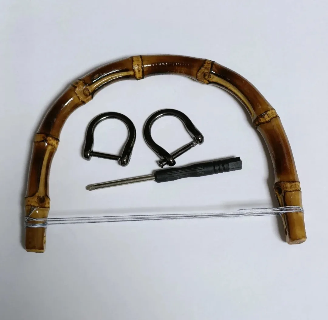 15.5CM Natural Bamboo Handles For Purse Handbag Handle Replacement U-shaped Hardware Woven Accessory DIY Handmade Craft