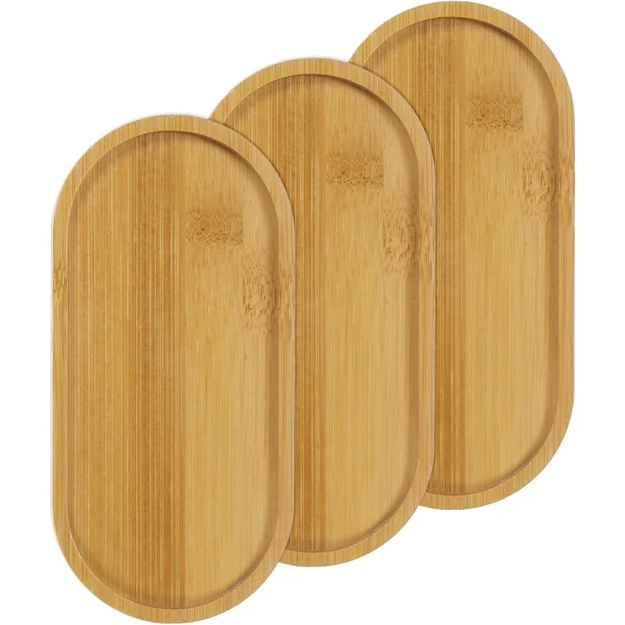 

3 упаковки бамбукового блюдца для растений, блюдце для растений, овальный бамбуковый поднос, тарелки для растений для цветочных горшков, сочные горшки, кашпо, поднос [натуральный C