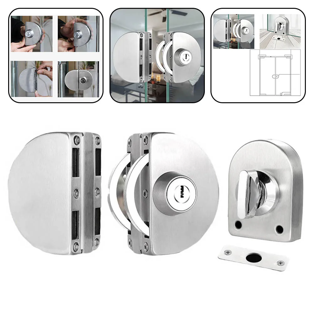 Innovative Clamping System in Stainless Steel Double Glass Door Locks with Complementary Ground Security Option