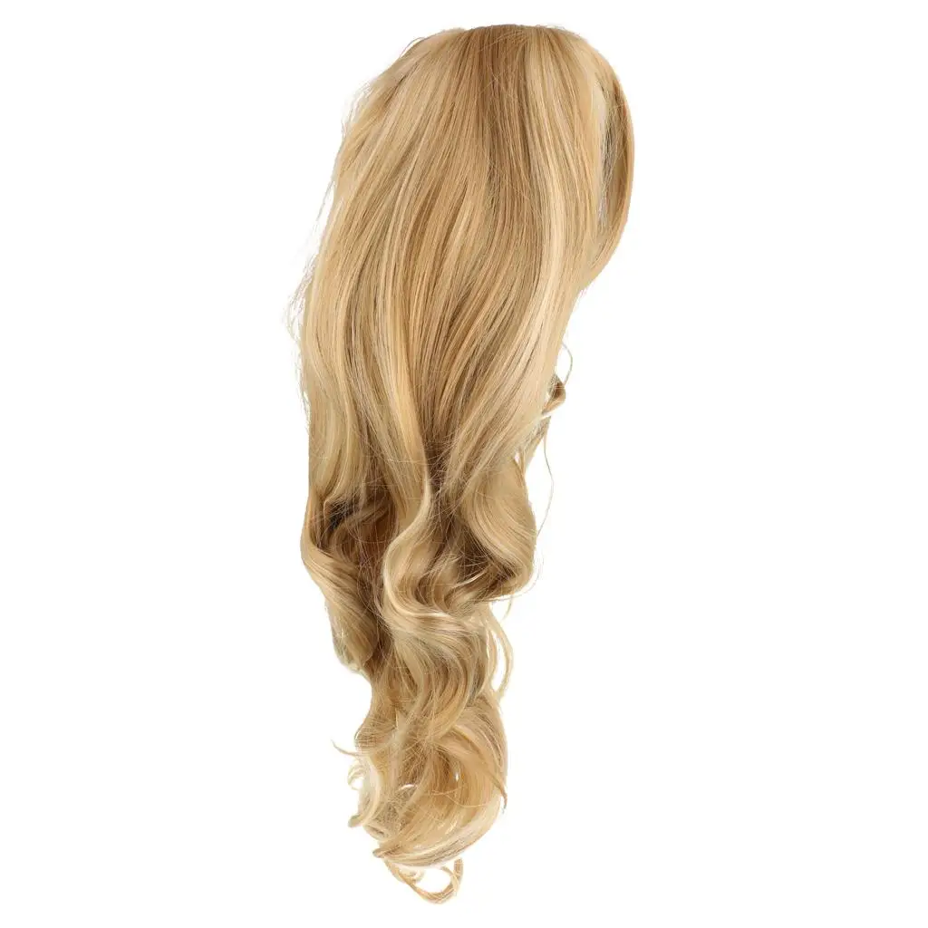 Ash Blonde High Density Long Synthetic Hair Weave Full Wigs for Women