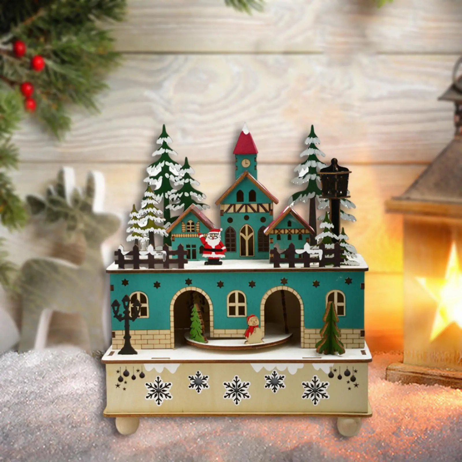 

Christmas Light up Music Box DIY Lighted House Figurines for Fireplace Home