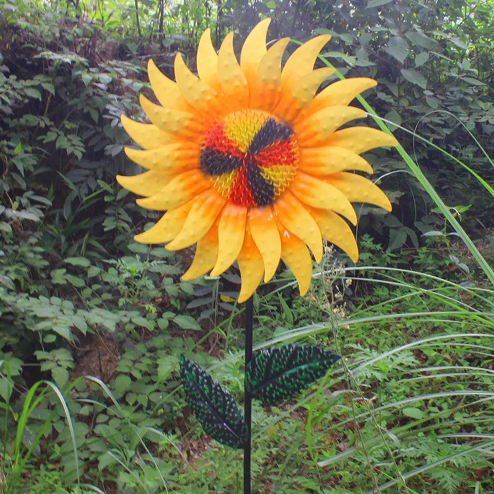 

Sunflower Windmill Garden Ornaments Metal Floral Decoration Outdoor Lawn Flowers Iron Windmill Pinwheel Scene Decor