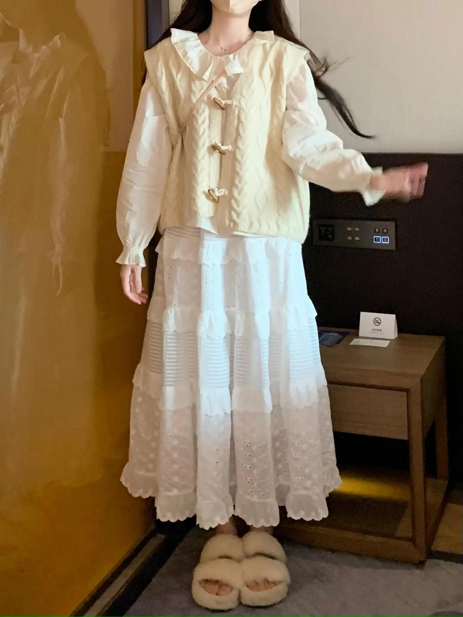 

Cute Princ Sle Cotton irt Women's Collar Design Inner And Outer Wear Spring New Arrival Long Sve Straight Cut irt