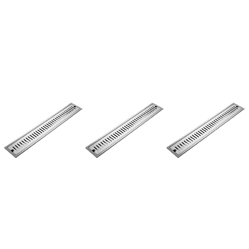 3X Rectangular Linear Shower Floor Drain Long Linear Drainage Channel Drain For Hotel Bathroom Kitchen Floor 20Cm