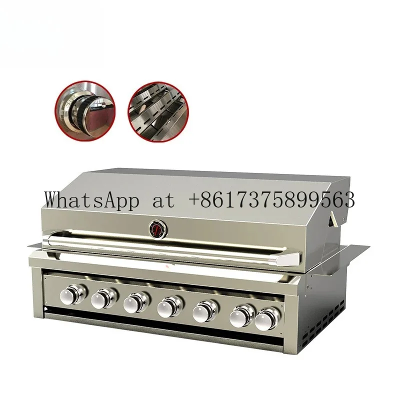 Professional Manufacture Grill Machine Automatic Outdoor Garden Tabletop Built In BBQ Grill 6 Burners