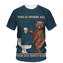 2024 Hot Sale Graphic T Shirts New Fashion Bear Beer 3d Print Funny Men Women T-shirt Ropa Hombre Daily Casual Short-sleeve Tops