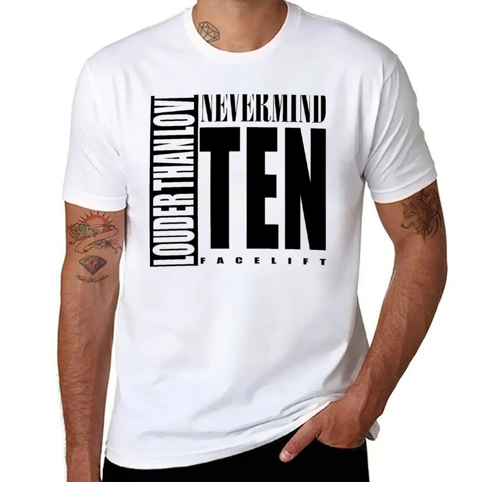 Nevermind Ten Facelift Louder than the Sound Grunge albums White version T-Shirt boys animal print heavy weight t shirts for men