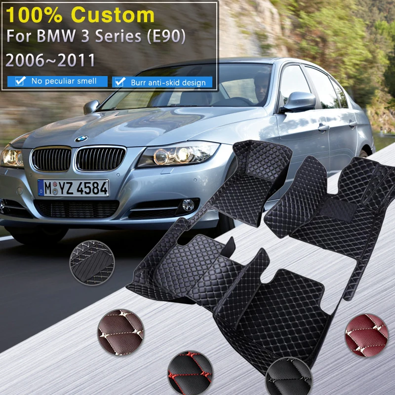 

Car Floor Mats For BMW 3 Series MK5 E90 2006~2011 Rugs Protective Pad Luxury Leather Mat Carpets Car Accessories 323i 325i 328i