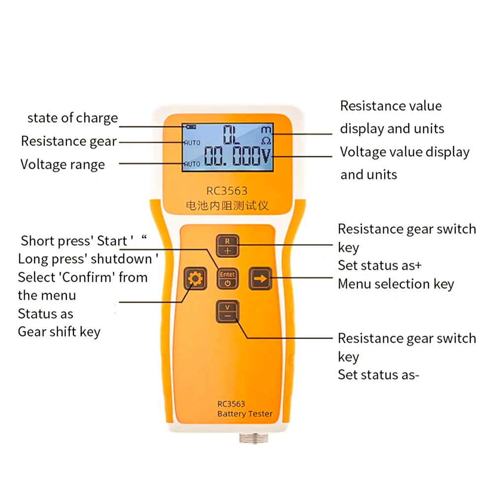 RC3563 Battery Internal Resistance Tester Voltmeter With LCD Display Rechargeable Voltage Resistance Meter For Lithium Battery