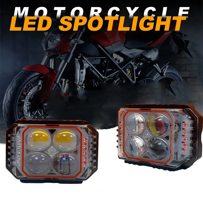 

4lens Motorcycle led light flash mini headlights Fog lights spotlight for trk 502x suzuki ltz 400 Scooter Motorcycle accessories