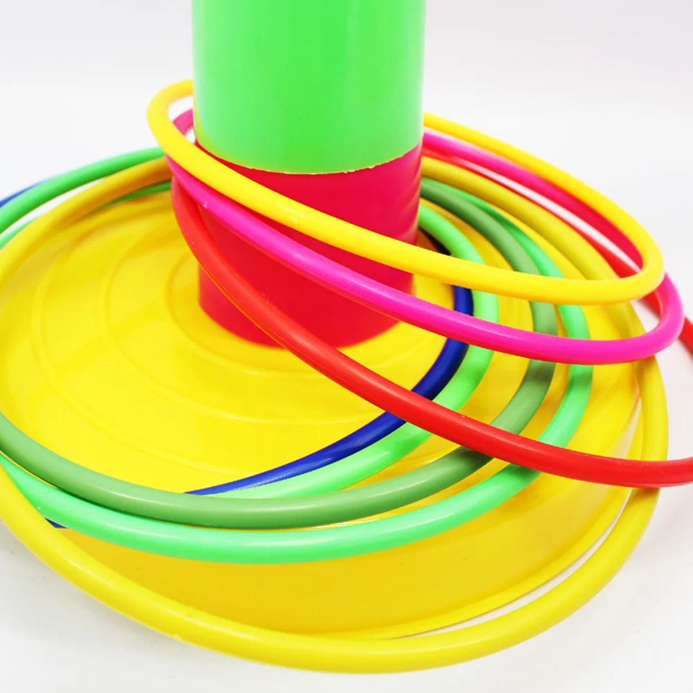 Early Education Tool Toss Rings Toy and Base Kids Playing Lap Game Parent-child