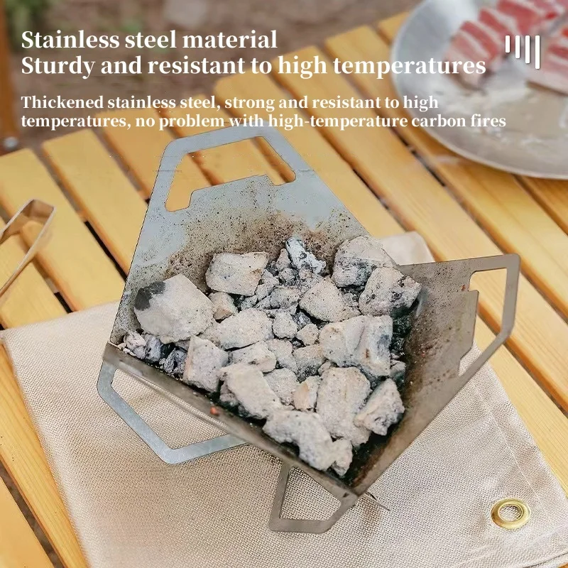 Outdoor Triangle Lotus Grill Household Stainless Steel Card Stove Camping Portable Removable Multi Mini Grill With Storage Bag