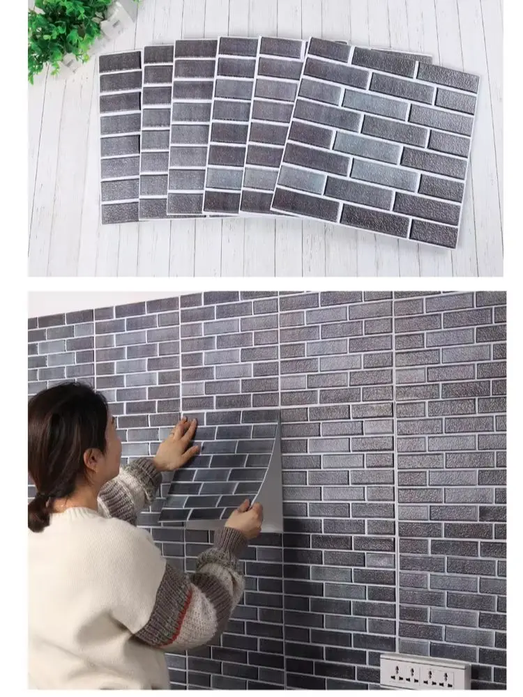 

3D Wall Stickers 10/20 Pcs PVC Self-Adhesive Wallpaper for Kitchen Dining Living Room & TV Background, Peel and Stick Home Decor