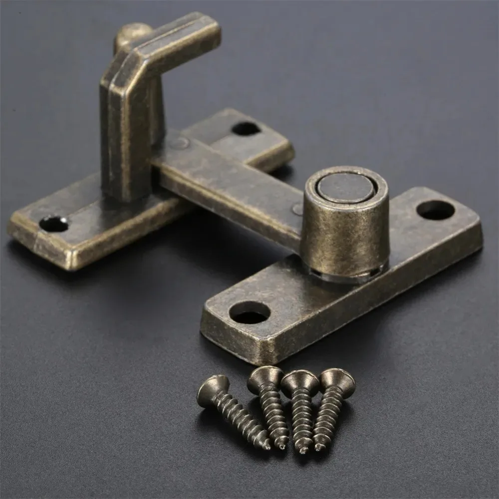1set Bronze Sliding Window Door Lock Handle Metal Door Latch Guard Latch Bolt With Screws Home Safety Chain Door Home Hardware image 3