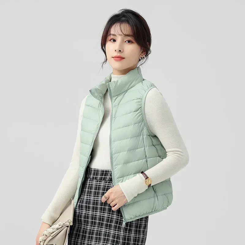 Winter Women's Stripe Portable Down Vest Outdoor Windproof and Versatile Waistcoat Casual Women's Slim Insulated Jacket