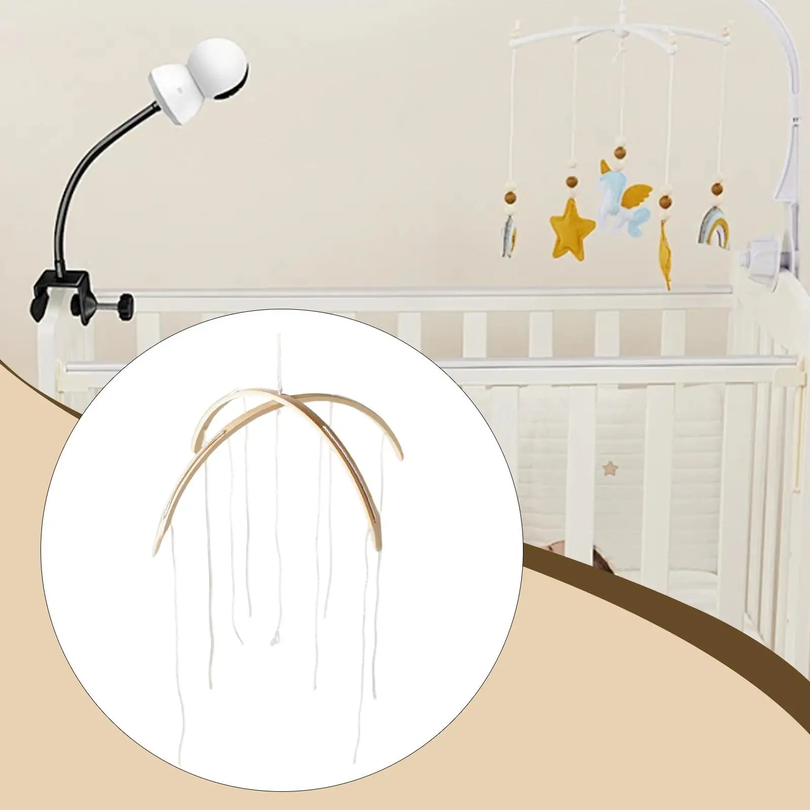 Baby Mobile Frame Wooden Nursing Accessories Ceiling Wind Chime Hanging DIY Bed Bell Hanger Bamboo