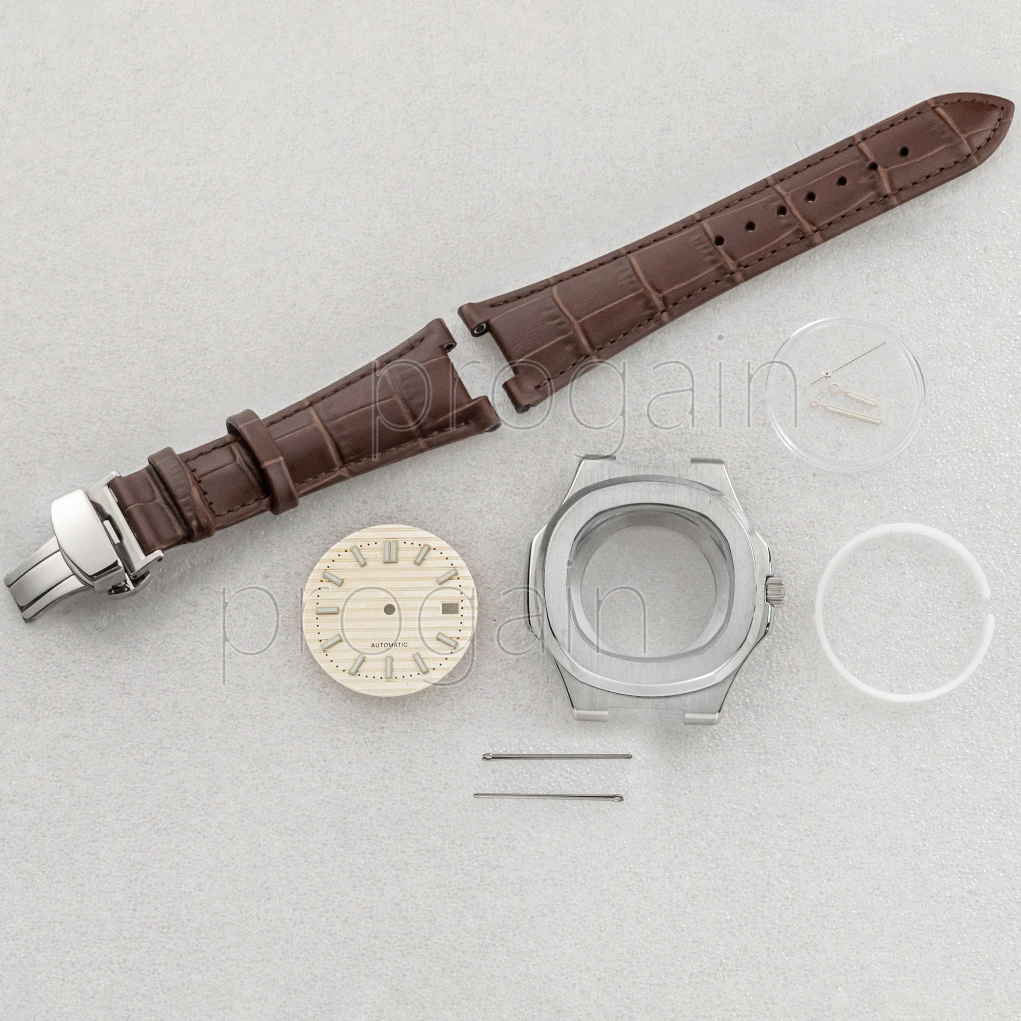 

41 mm 316L Stainless Steel Watch Case Genuine Leather Watch Strap 25mm Watchband Fit NH35 Movement 28.5mm Dial Accessories Parts