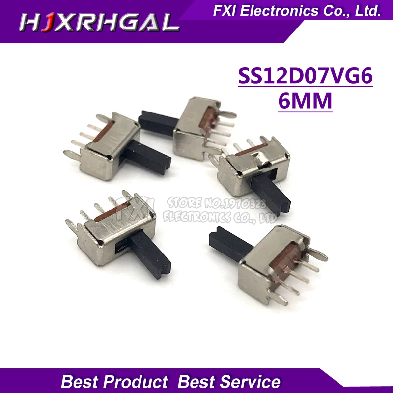 20pcs Toggle switch SS12D07VG6 small toggle switch with bracket 5PIN 2 file handle high 6mm