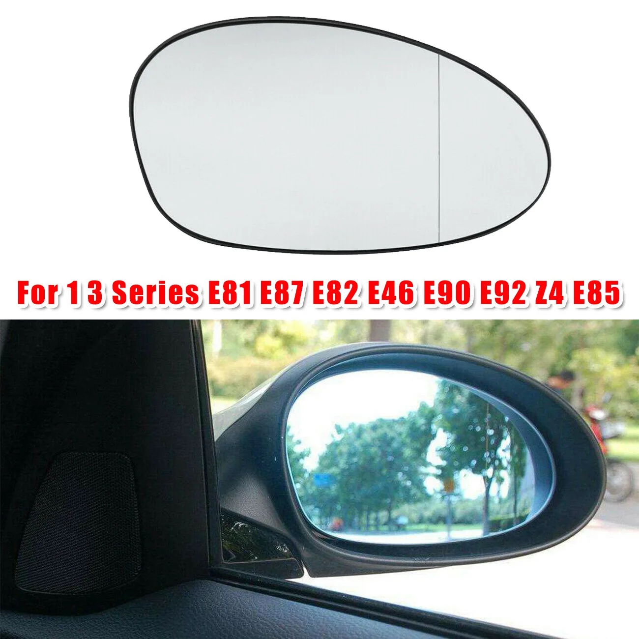 Right Side Wing Door Mirror Rearview Mirror Glass Heated 2-Pin for-BMW 1 3 Series E81 E87 E82 E88 E46 E90 E92 E85