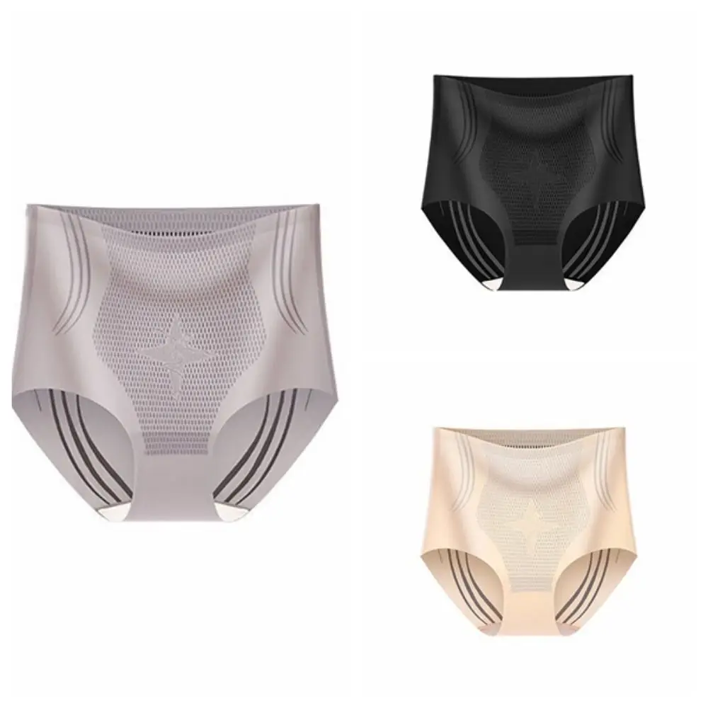 Slip da donna a vita media in seta di ghiaccio Intimo in cotone con cavallo Intimo modellante senza cuciture Lingerie per il controllo della pancia Mutandine dopo il parto Donna