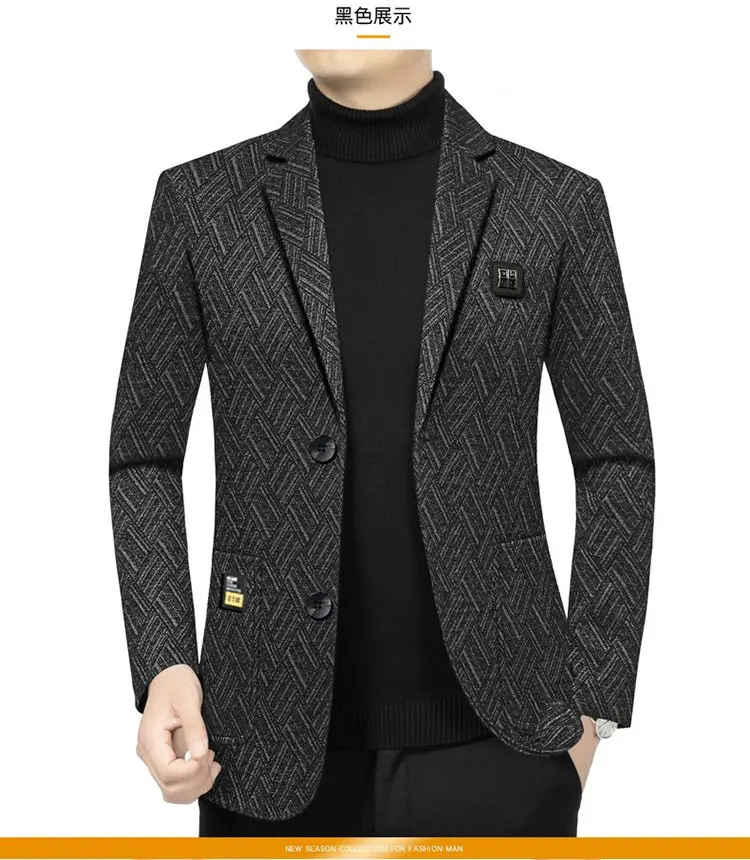 Herren-Blazer Modischer Business-Bankett-Tanz-Sänger-Blazer Gestreifter Figurbetonter Lässiger Trendiger Hochzeits-Bankett-Performance-Blazer – Detail 12