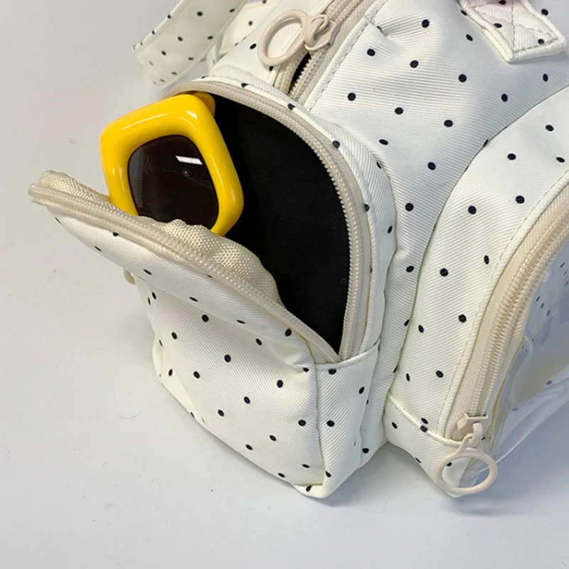 Angel Wings Ita-Tasche mit transparentem Sichtfenster, Damen-Umhängetasche im japanischen Stil, vielseitige Polka-Dot-Handtasche für den täglichen Pendelverkehr – Detail 4