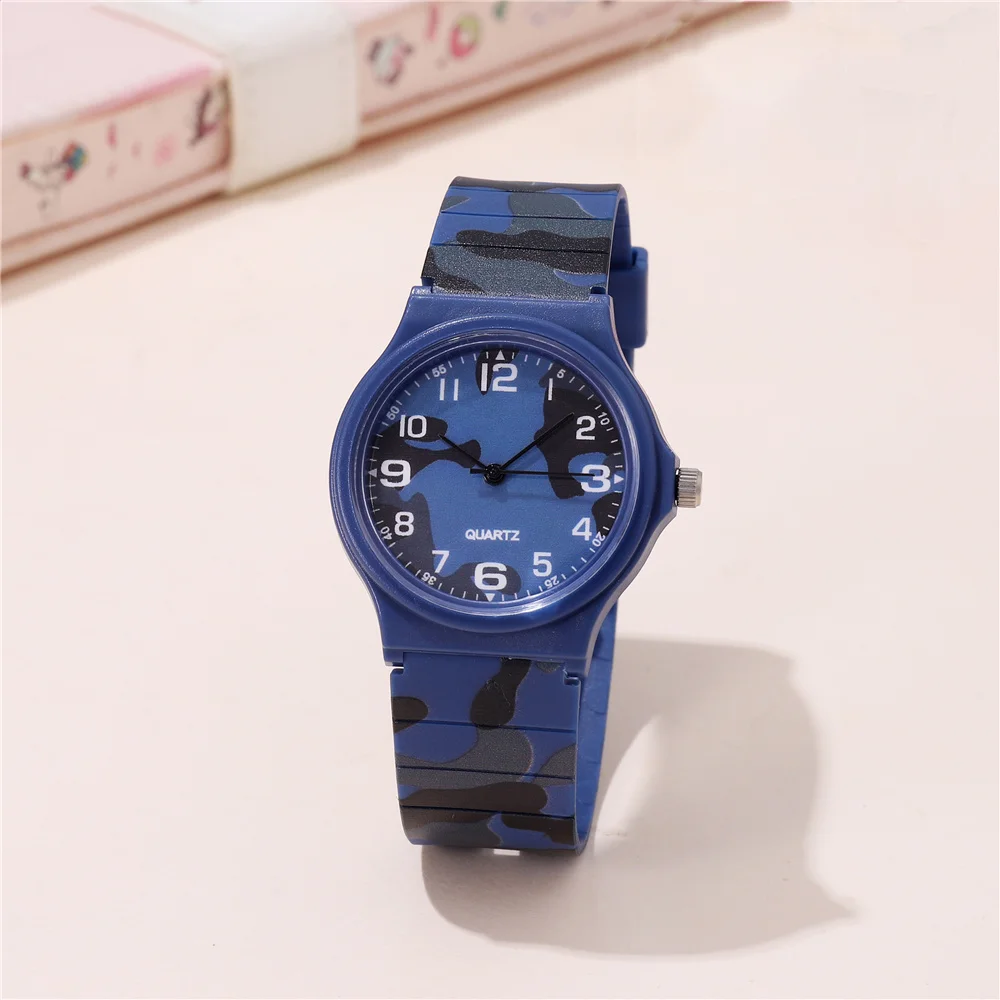 Eenvoudig Trendy Camouflageband Quartz Studentenhorloge