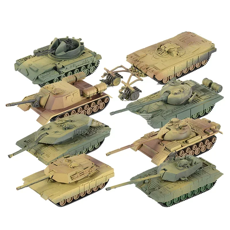 8pcs 1:72 4D Plastic Assemble Tank 1st Generation World War II Model Puzzle Assembling Military Sand Table Toys For Children