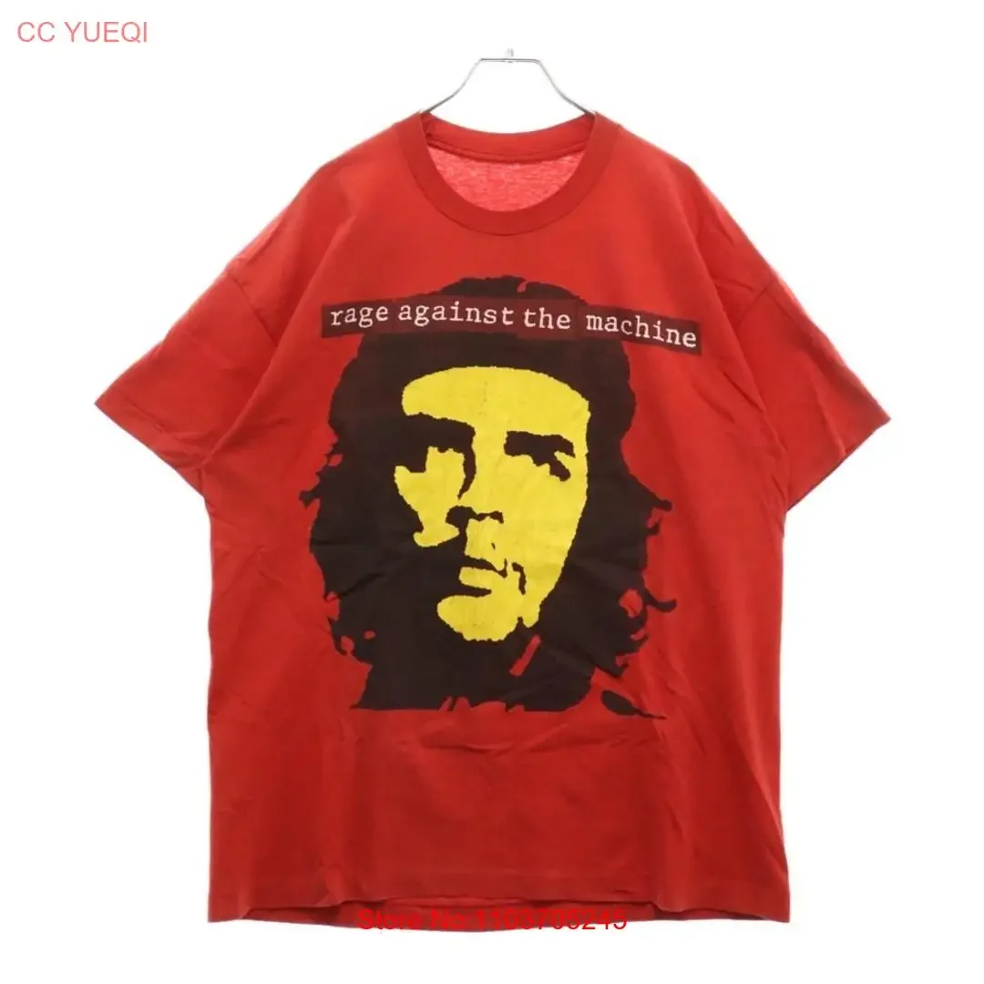 ВИНТАЖНАЯ ФУТБОЛКА 90-х RAGE AGAINST THE MACHINE CHE GUEVARA КРАСНАЯ ФУТБОЛКА С ДВОЙНОЙ ПРИНТОМ Б/у винтажная стираная дышащая мужская универсальная футболка