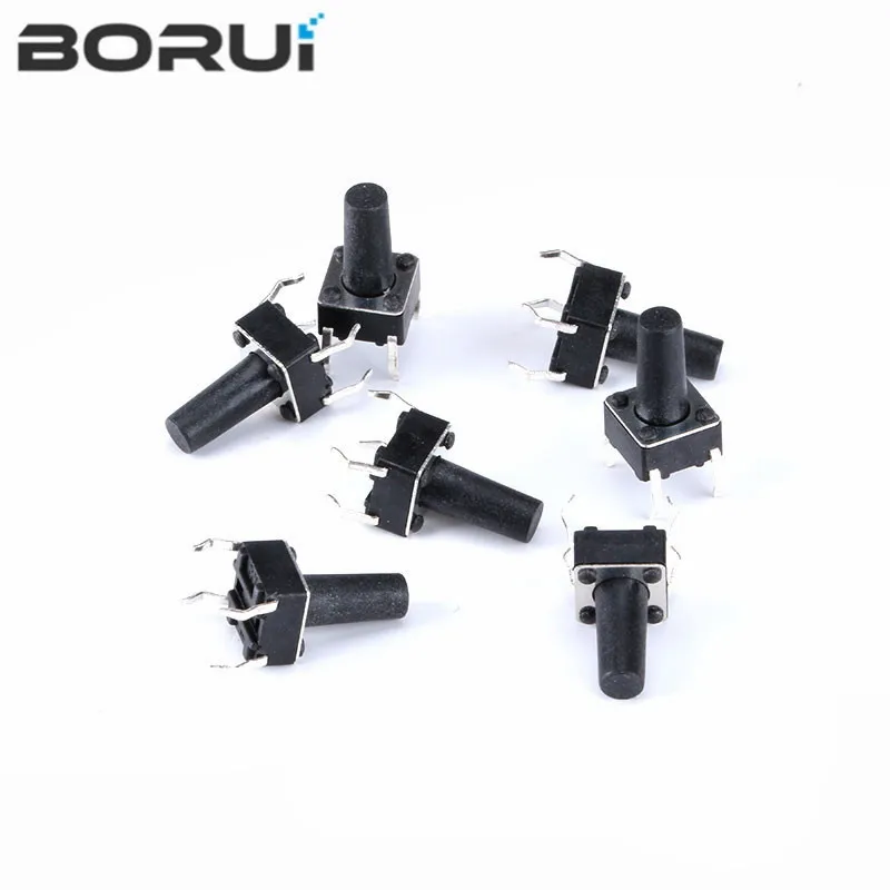 20pcs 6x6 Push Button Switch DIP 6X6X4.3 Light Touch Switch 6*6*4.3/5/6/7/8/9/10/11/12/13mm The Power Switch 4Pins