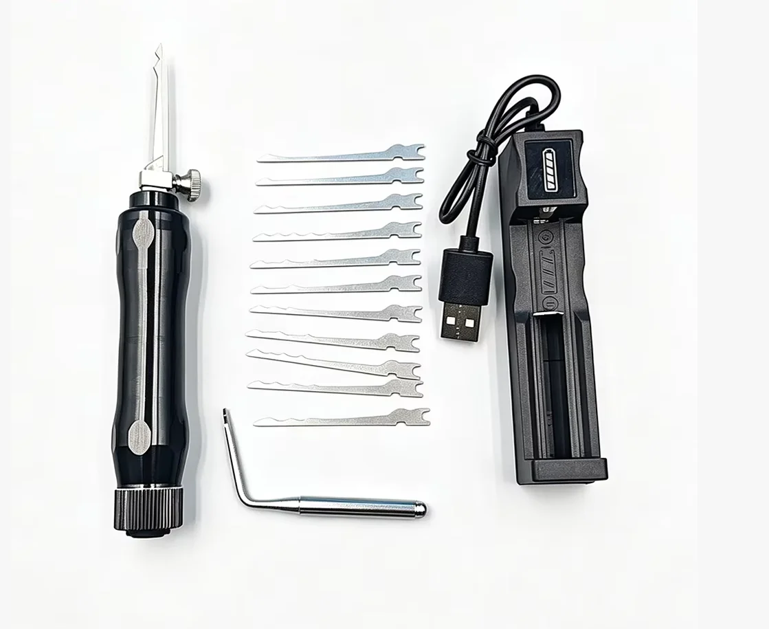 Tungfull Rechargeable Electric Lock Pick Set Professional Handheld Locksmith Tool Kit with Replacement Lock Pick Blades