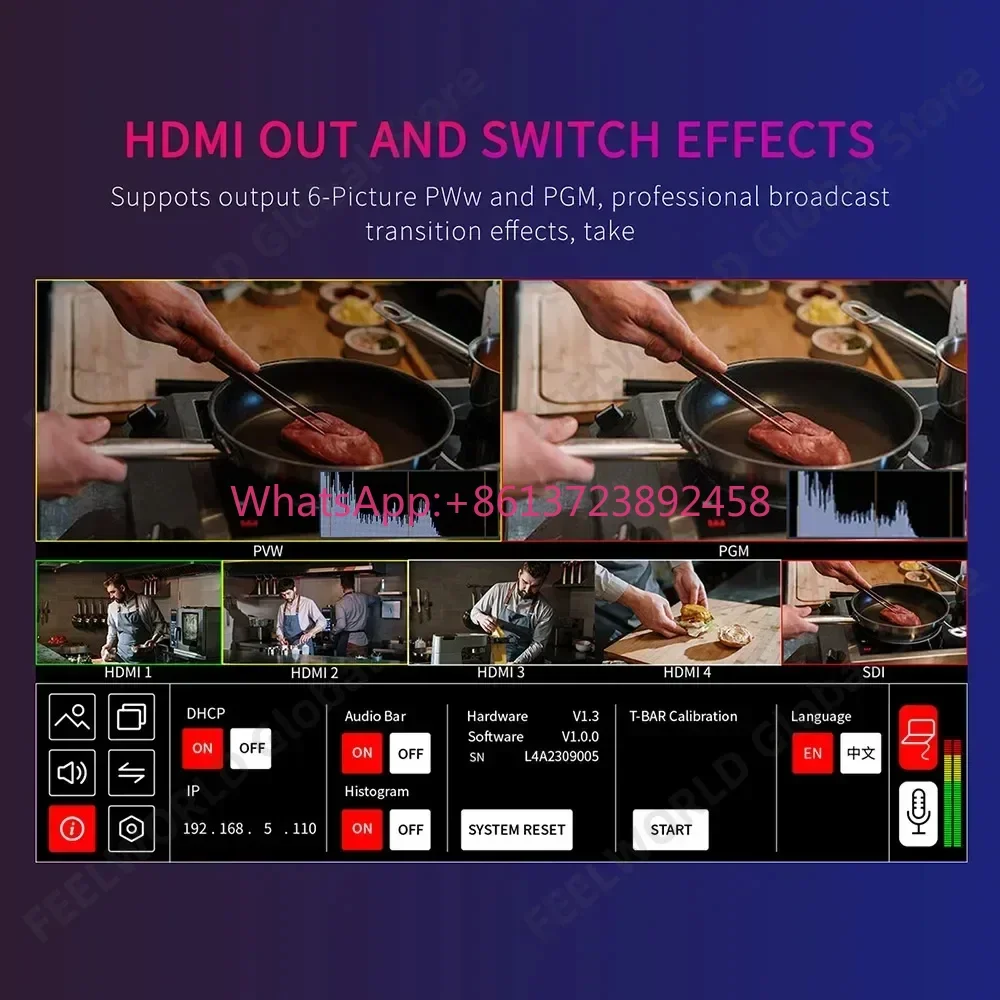 2026  L4 10.1 Inch Camera Video Mixer Switcher Touch Screen Video Switcher Multi Monitor for Filmmakers Photographers