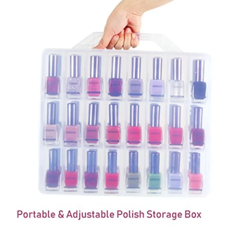 Universal Nail Polish Holder Organizer for 48 Bottles with Adjustable Dividers Compact SpaceSaving Design Ideal for Home Salon