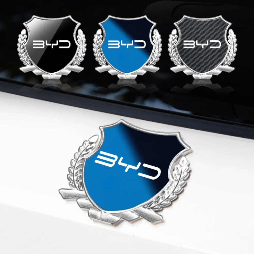 BYD Car 3D Metal Wheat Grain Side Fender Sticker Alloy Body Styling Trim for Seagull Dolphin Sealion 7 Yuan UP Qin Song Tang