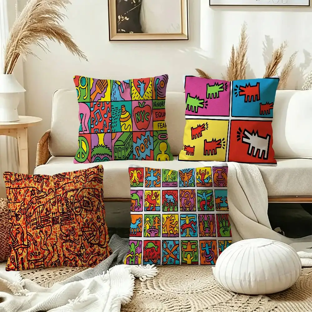 Retro Abstract Cartoon K-KeithS Cushion Cover Decorative Pillow Sofa Home Decor case pillow cases