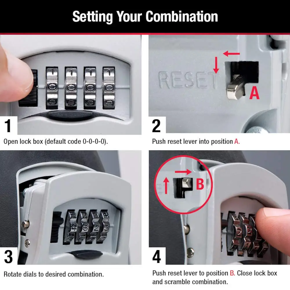 Imagem -04 - Caixa de Armazenamento Master Lock Key Montagem na Parede Exterior Casa Chaves Cofre com Fechadura Combinada Key Capacidade 5401ec