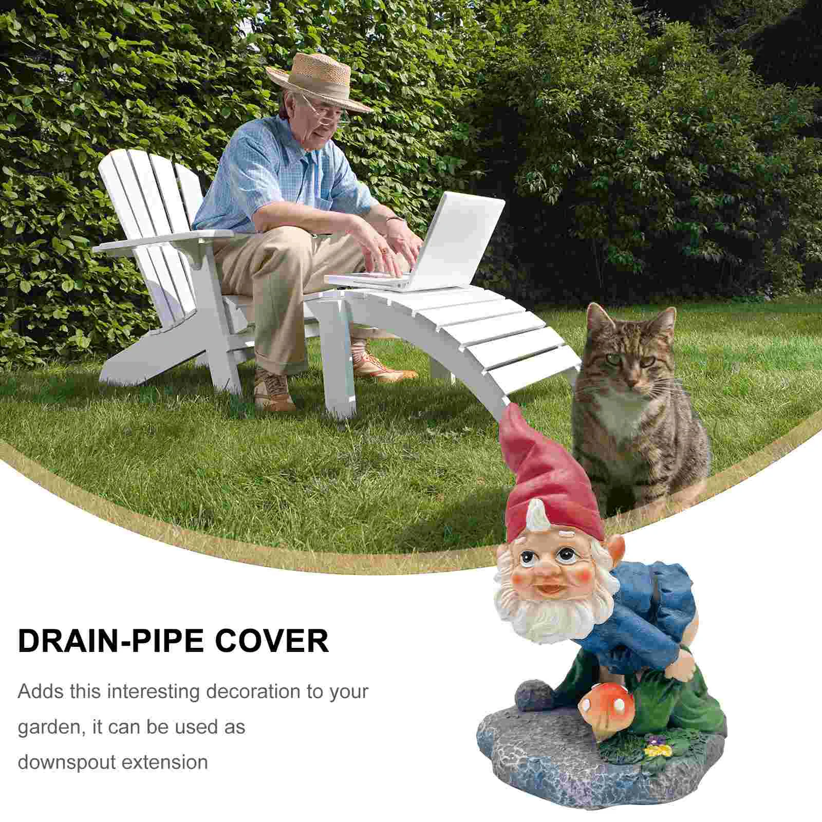 Water Pipe Expander Downspout Diverter Supply Decoration Decorative Cover Gutter Drain Gnome