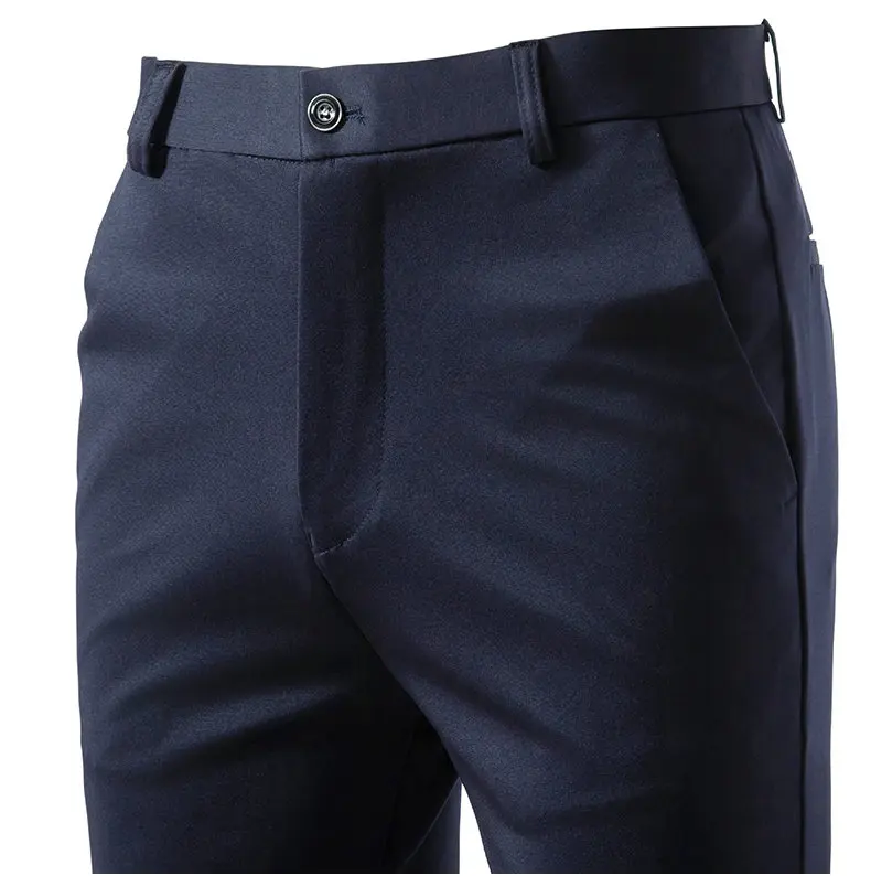 Herren Slim Fit Stickerei Anzughose Elastische Stretch Gerade Lässige Hose Männliche Business Formelle Lange Hose – Detail 3