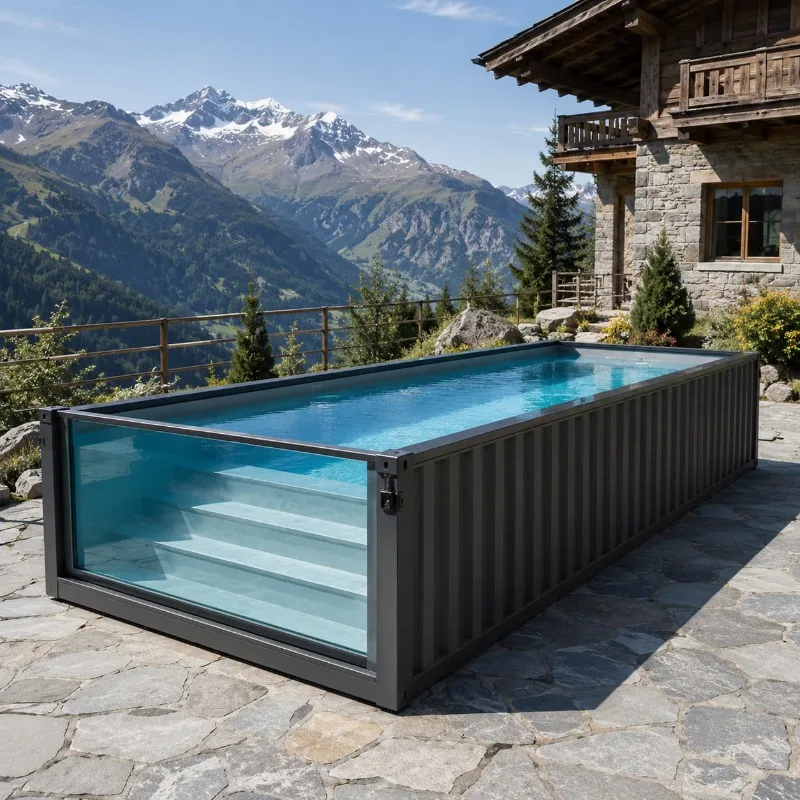 Container Pool Above Ground Pool Customized Window Position Low Maintenance Design Backyard Swimming Leisure