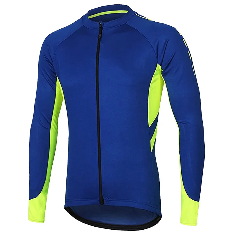 Men's Long Sleeve Cycling Jersey , Full Zip 3+1 Pockets Mountain Bike Shirts